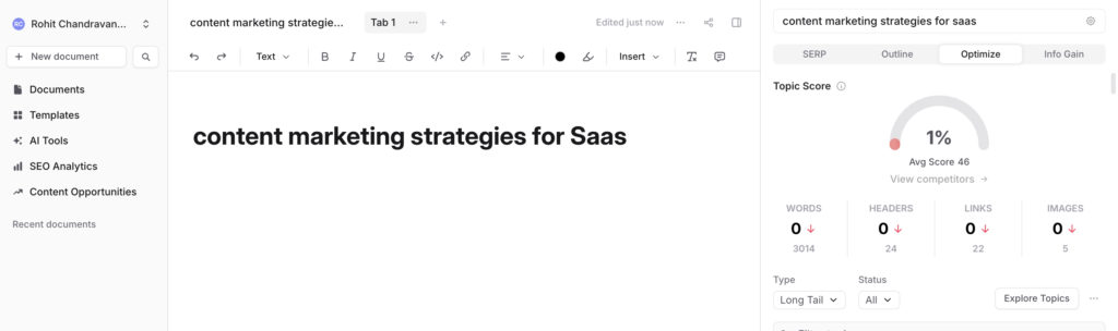 Screenshot image of Frase.io